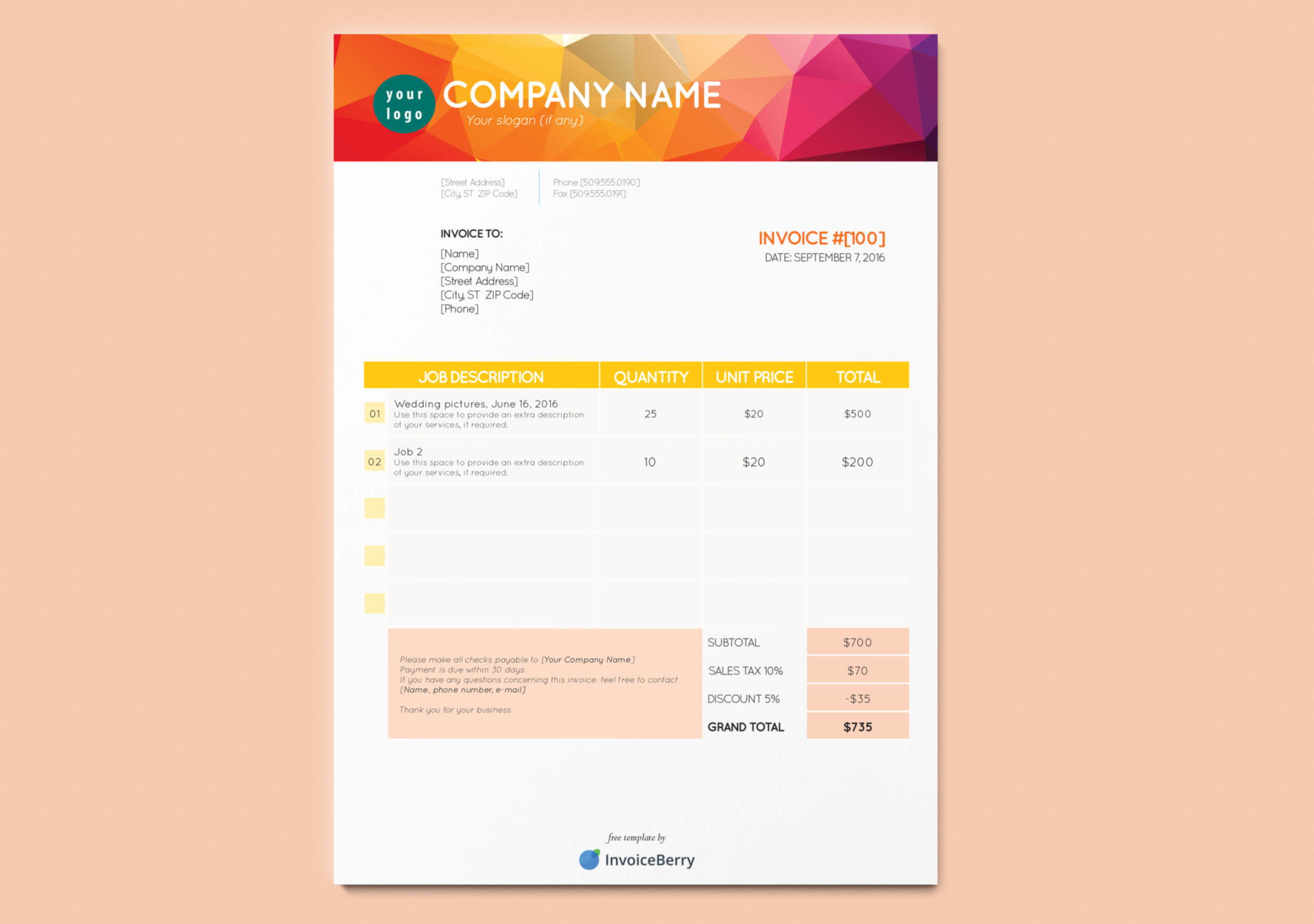 Indesign Invoice Template Free Download